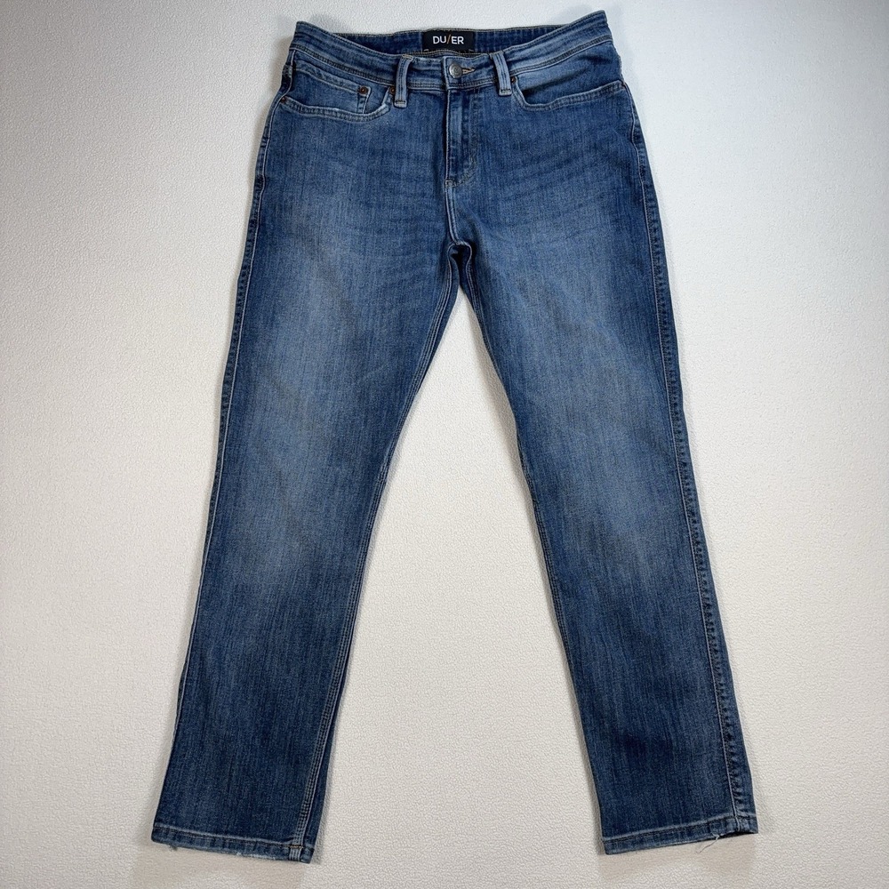 DU/ER L2X Relaxed Tapered Jeans Men's 32 (measures 31x28) Blue Stretch CoolMax